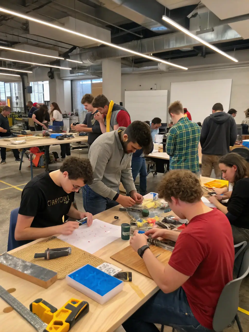 A photo of adults with disabilities learning vocational skills in a workshop, highlighting ENTRAIDE UNION's commitment to professional training and independence.