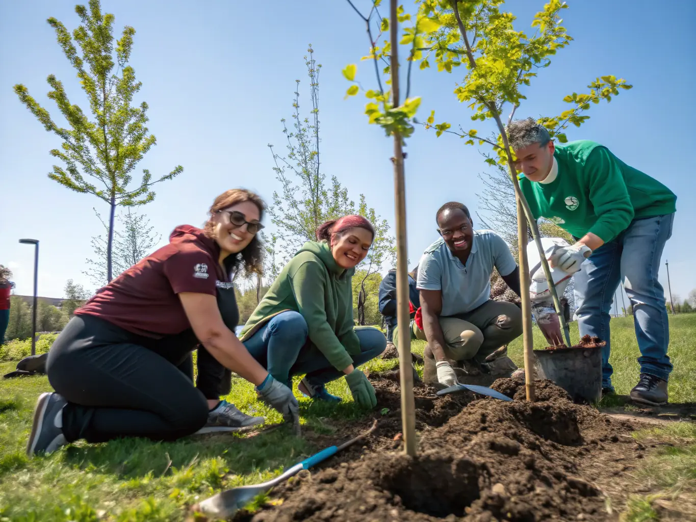 A photograph of volunteers from ECURIE VESUBIENNE AUTOMOBILE working together during a community outreach program, highlighting their dedication to social responsibility.