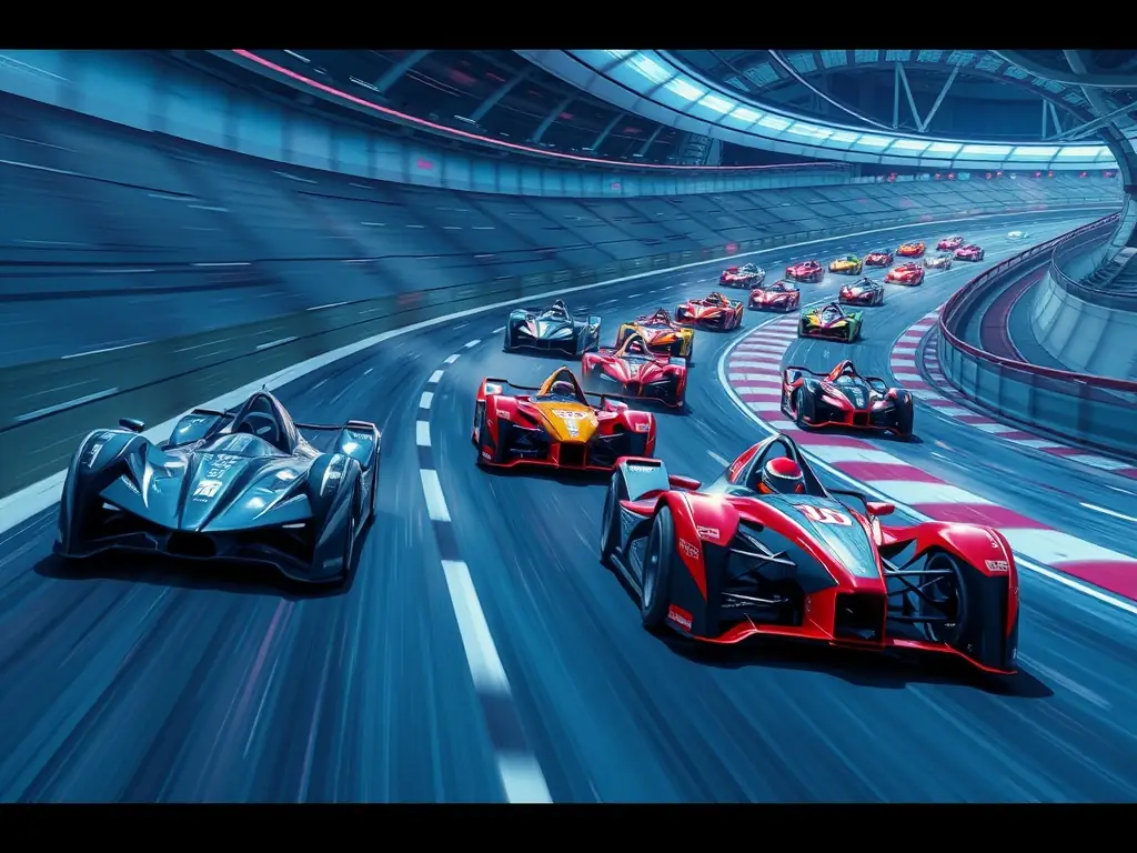 A dynamic image of young participants in a motor sport training session supported by ECURIE VESUBIENNE AUTOMOBILE, emphasizing the club's commitment to nurturing future talent.