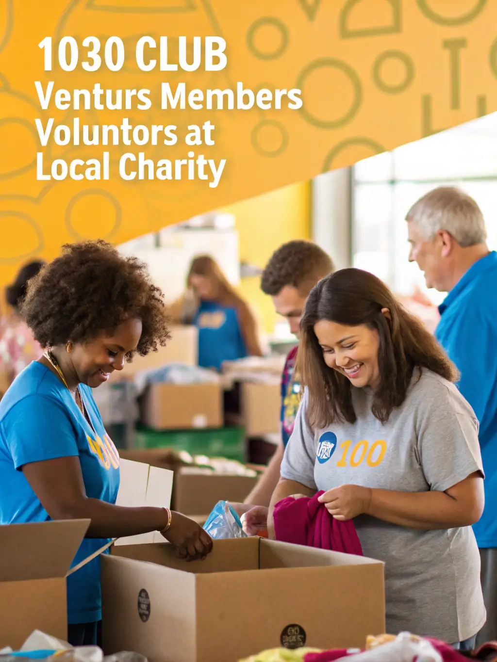 A photograph of ECURIE VESUBIENNE AUTOMOBILE members volunteering at a community event, highlighting the club's commitment to social responsibility and local engagement.