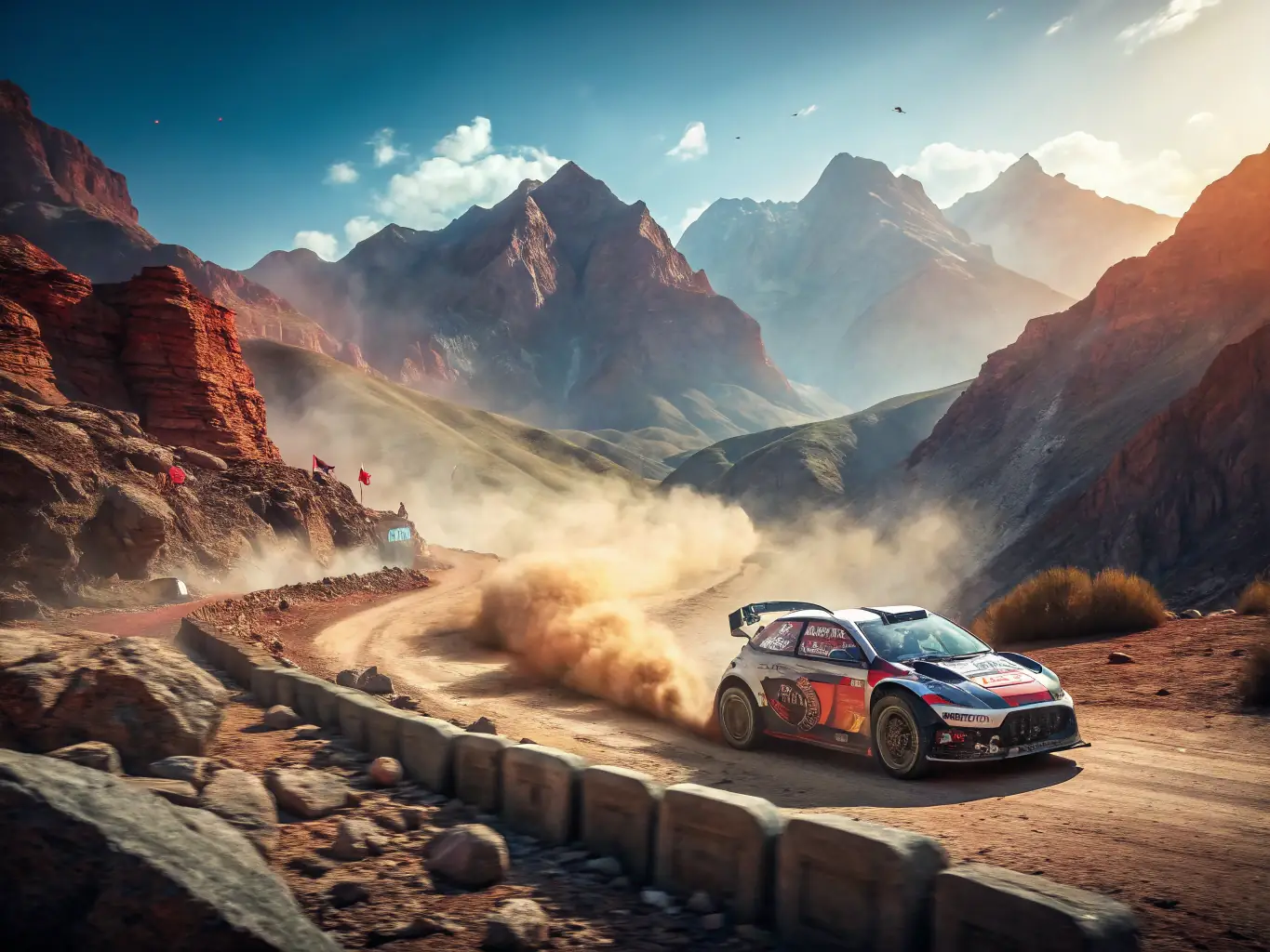 A dynamic shot of rally cars speeding through a forest during the 'Rallye Pays de Roquebillière'. Spectators are visible in the background, safely positioned behind barriers.